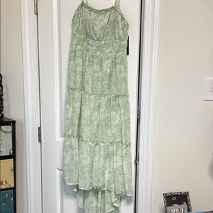 No Boundaries Green Tiered Ruffled Sundress